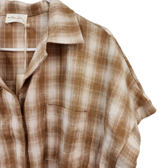 Allie Rose Women's Collared Plaid Romper - L - Picture 3 of 7